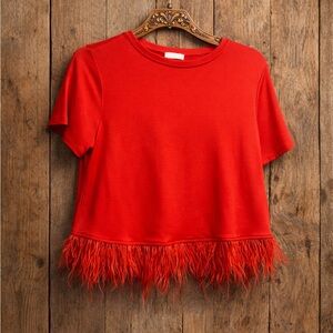 Red Feather Hem FORCYNTHIA Top